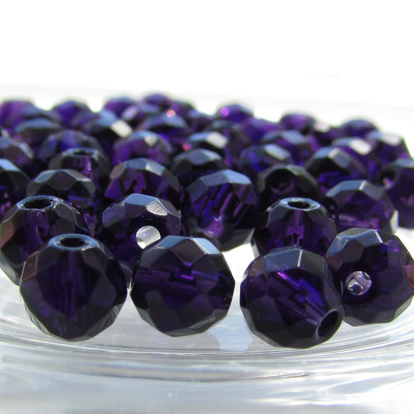 Dark Purple 6mm Round Faceted Glass Beads (46)