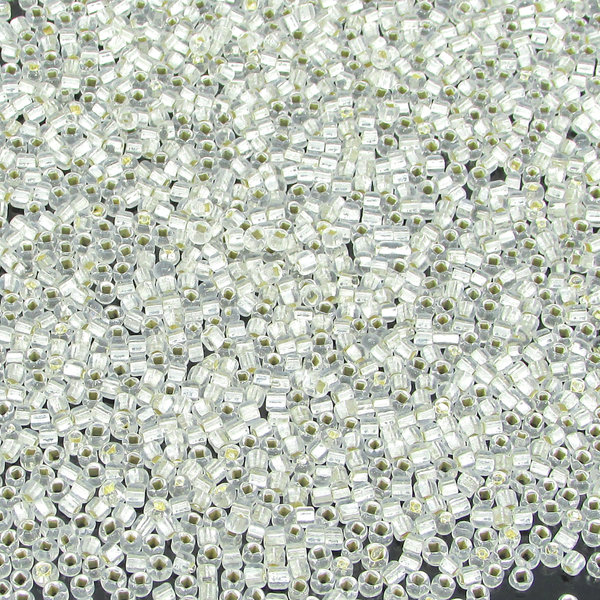11/0 Seed Beads, Tiny Silver Lined Clear Mini Rocailles (25g)