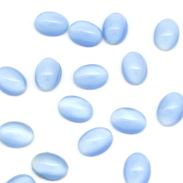 Vintage 14x10.5mm Oval Cabochons, Opaque Light Blue Moonglow