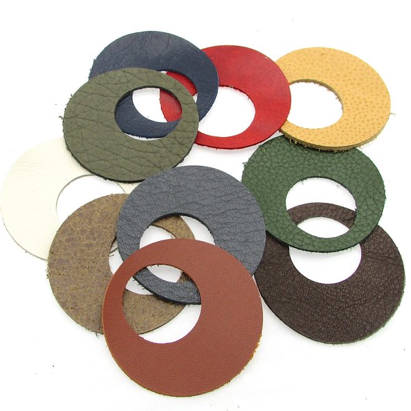 2 Inch Go-Go Circle Pendant Blanks, Upcycled Leather Die Cuts (10)