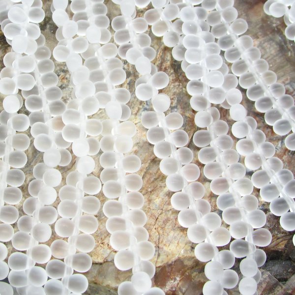 6x4mm Frosted Teardrop Briolettes, Matte Crystal Czech Pressed Glass Beads (100)