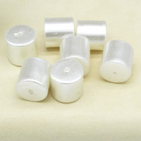 20mm Cylinder Vintage Barrel Beads, White Pearlized Plastic