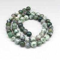 8mm Round Moss Agate Semiprecious Stone Beads 
