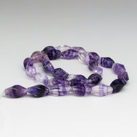 14x7mm Twisted Barrels, Polished Purple Fluorite Gemstone Beads
