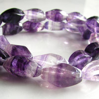 14x7mm Twisted Barrels, Polished Purple Fluorite Gemstone Beads