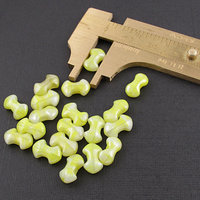 Vintage 11x7mm Yellow Glass Bowtie Beads (19)
