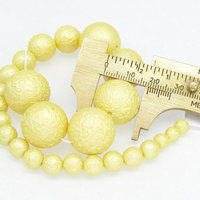 Vintage Glass Pearls, Yellow Textured Rounds