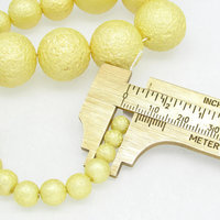 Vintage Glass Pearls, Yellow Textured Rounds