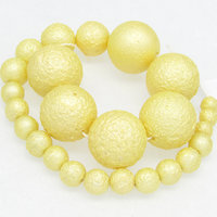 Vintage Glass Pearls, Yellow Textured Rounds