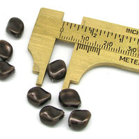 9x8mm Twisted Oval Opaque Brown Crystal Pearl Beads