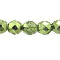 Olivine AB 8mm Faceted Round Glass Beads