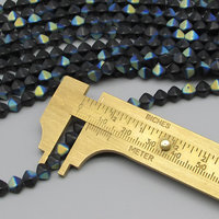 6mm Matte Jet AB Bicones, Iridescent Glass Beads