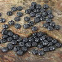 4x7mm Fluted Rondelles, Hematite Gray Pressed Glass Spacer Beads (35)