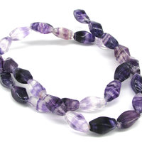 14x7mm Twisted Barrels, Polished Purple Fluorite Gemstone Beads