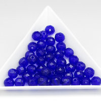 Cobalt Blue 6mm Round Faceted Glass Beads (45)