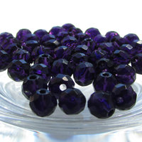 Dark Purple 6mm Round Faceted Glass Beads (46)