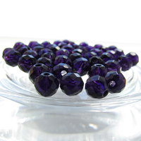Dark Purple 6mm Round Faceted Glass Beads (46)