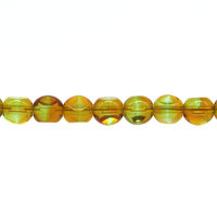 8mm 3-Cut Round Window Beads, 2-Tone Peridot and Topaz
