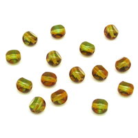 8mm 3-Cut Round Window Beads, 2-Tone Peridot and Topaz