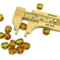8mm 3-Cut Round Window Beads, 2-Tone Peridot and Topaz