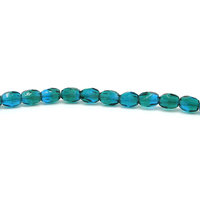 10mm Faceted Oval Beads, Two-Tone Aqua and Emerald