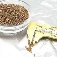 Vintage 11/0 Seed Beads, Frosted Dark Topaz