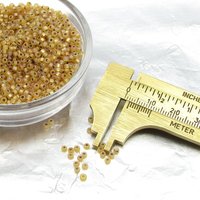 Vintage 11/0 Seed Beads, Frosted Light Topaz