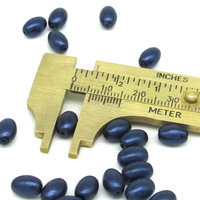 9x6mm Oval Glass Rice Pearls, Opaque Navy Blue Beads