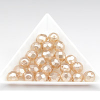 8.5mm Faceted Ovals, Pale Peach Pearlized Glass