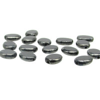 11.5mm Oval 2-Cut Window Beads, Jet Hematite