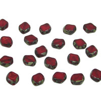 8.5mm Diamond Window Beads, Oxblood Red Picasso