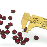 8.5mm Diamond Window Beads, Oxblood Red Picasso