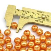 8mm Orange Glass Pearl Beads