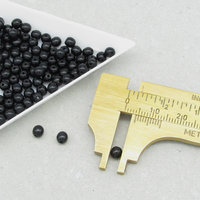 Round Black Beads, 4mm 6mm Czech Pressed Glass