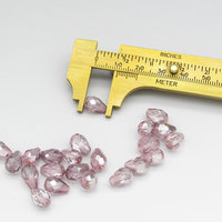 10x7mm Light Rose Silver Teardrop Glass Beads (22)