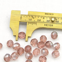 8mm Faceted Rounds, Rosaline Silver Czech Fire Polished Glass Beads (20)