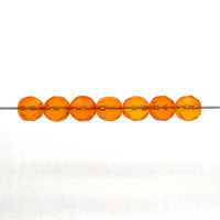 8mm Faceted Rounds, Orange Czech Fire Polished Glass Beads (20)
