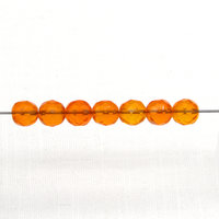 8mm Faceted Rounds, Orange Czech Fire Polished Glass Beads (20)