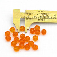 8mm Faceted Rounds, Orange Czech Fire Polished Glass Beads (20)