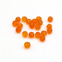 8mm Faceted Rounds, Orange Czech Fire Polished Glass Beads (20)