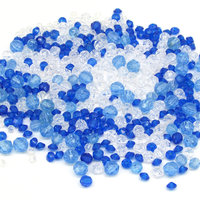 Blue and clear bead mix contains 400 faceted plastic round and rondelles. Bead size ranges from 4mm to 10.5mm.
