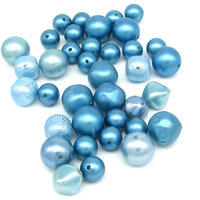 Vintage Bead Mix, 8-23mm Blue Faux Pearls