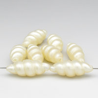 32x13mm Tapered Oval Seashell Beads,  Cream Twisted Barrels