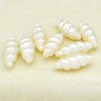 32x13mm Tapered Oval Seashell Beads,  Cream Twisted Barrels