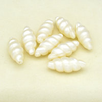 32x13mm Tapered Oval Seashell Beads,  Cream Twisted Barrels