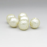 22mm Jumbo Cube Beads, Vintage Cream Lustre Baroque Faux Pearls