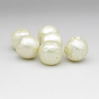 22mm Jumbo Cube Beads, Vintage Cream Lustre Baroque Faux Pearls