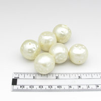 22mm Jumbo Cube Beads, Vintage Cream Lustre Baroque Faux Pearls