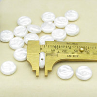 14mm Textured Coin Beads, Vintage Flat Plastic Pearls 