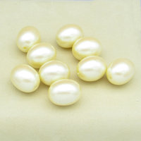 21.5x17mm Oval Barrel Faux Pearls, Vintage Cream Plastic Beads